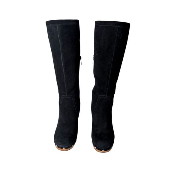 UGG Rumer Tall Black Suede Heeled Boot Size 6 - Picture 4 of 9